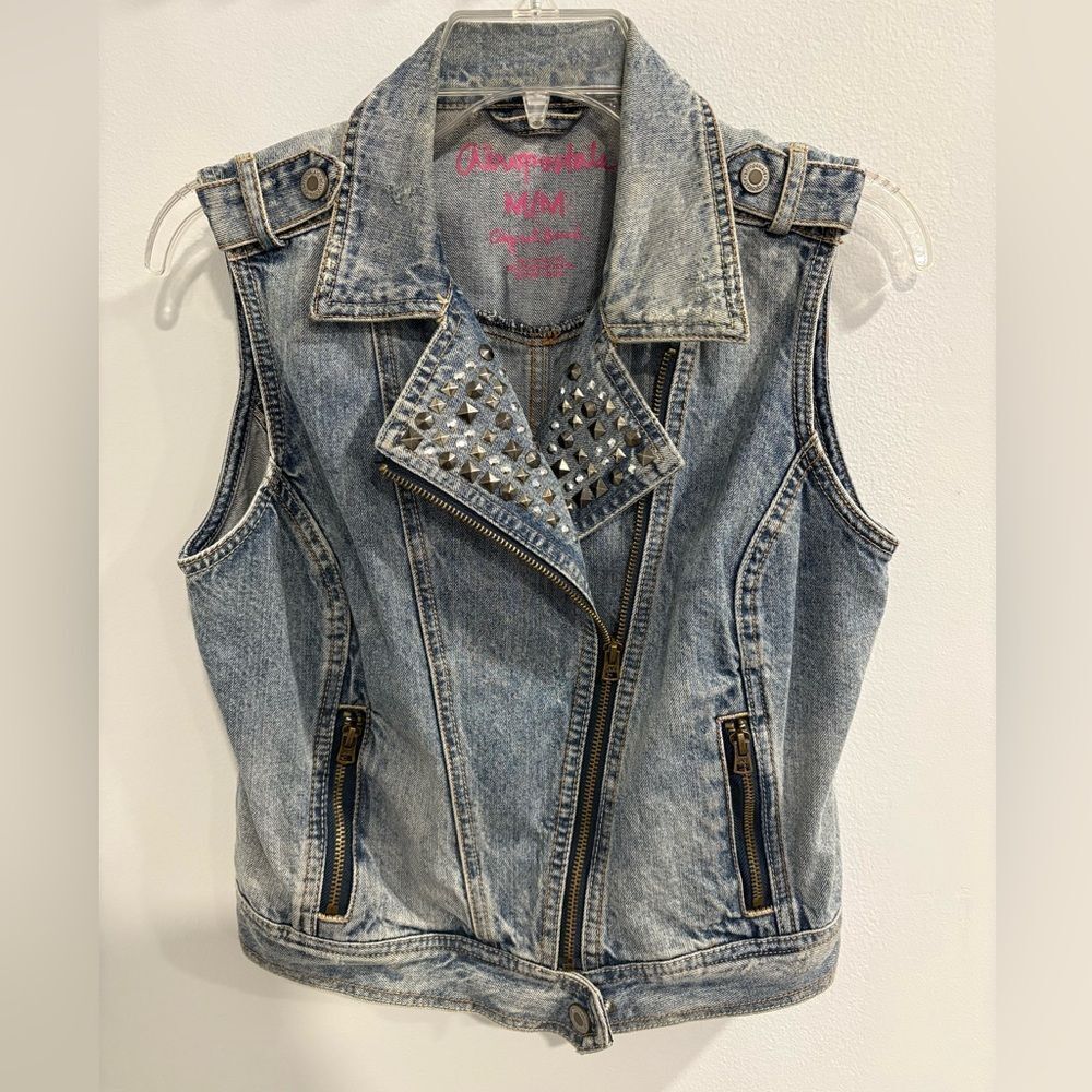 Aeropostale Blue Denim Studded Vest